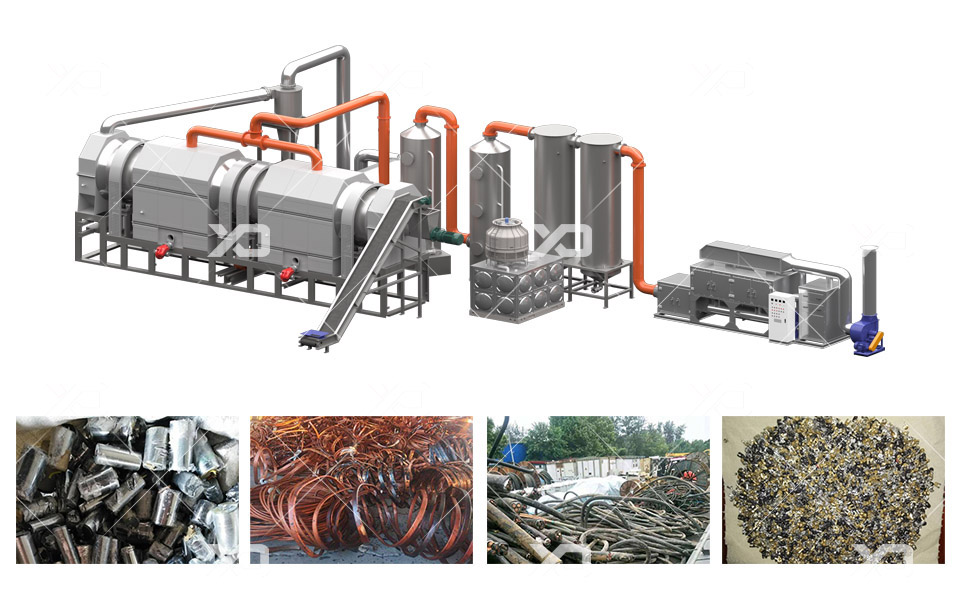 廢舊金屬經(jīng)過撕碎破碎之后進(jìn)行炭化脫漆，有什么好處